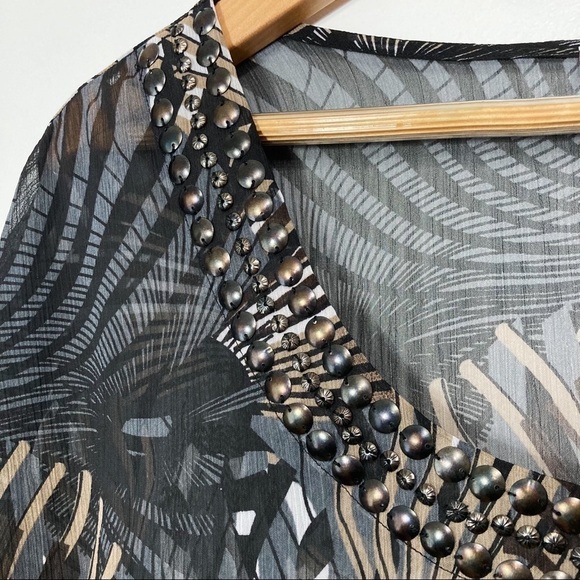 Smart Set Sheer Tribal Print Scoop Neck Sleeveless Blouse Size XL - Picture 4 of 10